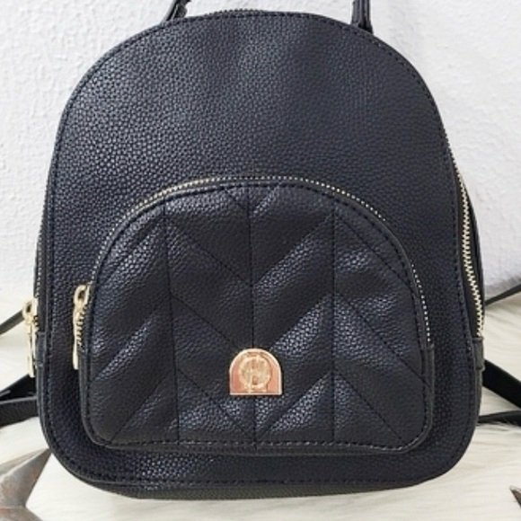 House of Harlow 1960 Black Textured Faux Leather Mini Backpack NWOT - Picture 2 of 12